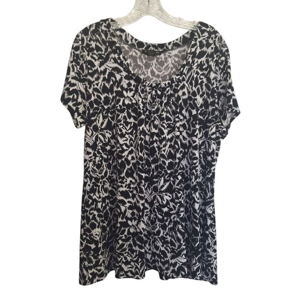 Susan Lawrence Womens Tunic Blouse Classic Short Flutter Sleeve Work Wear 1X - Picture 1 of 10